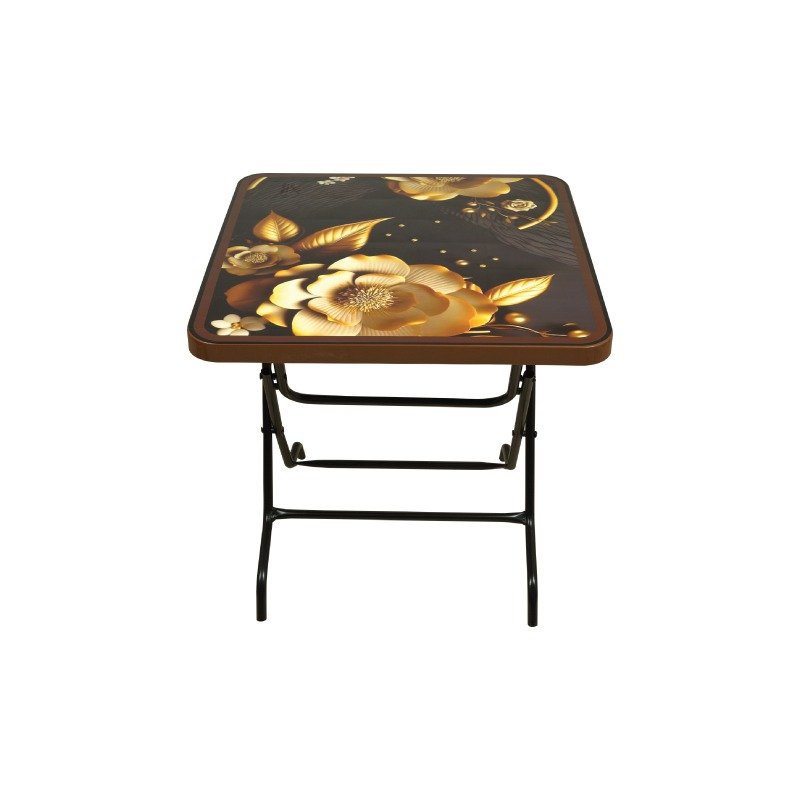 Folding Plastic Coffee Table (Gold Flower)