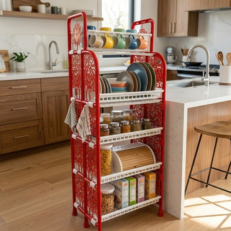 N Mohammad SMART Kitchen Rack 5 Shelve(Multi Red)