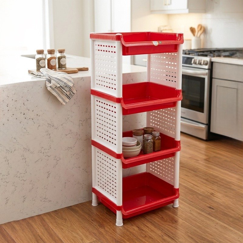 N Mohammad Luxury 4 Shelves Rack (Red)