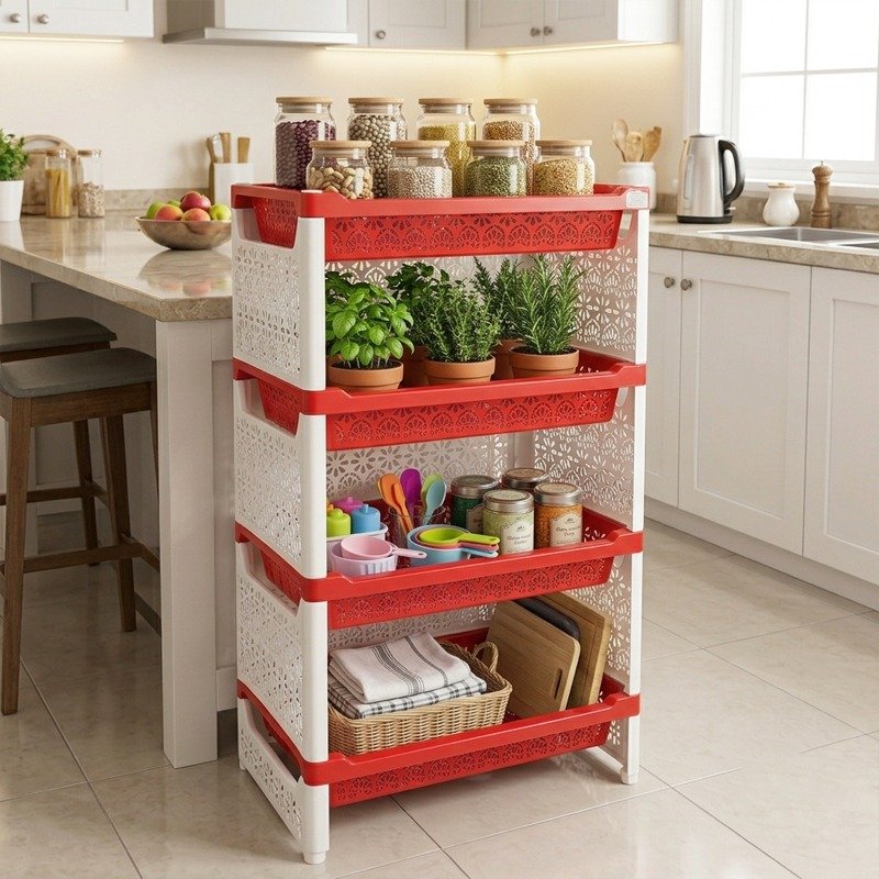 N Mohammad Nokshi Three side Rack (Red)