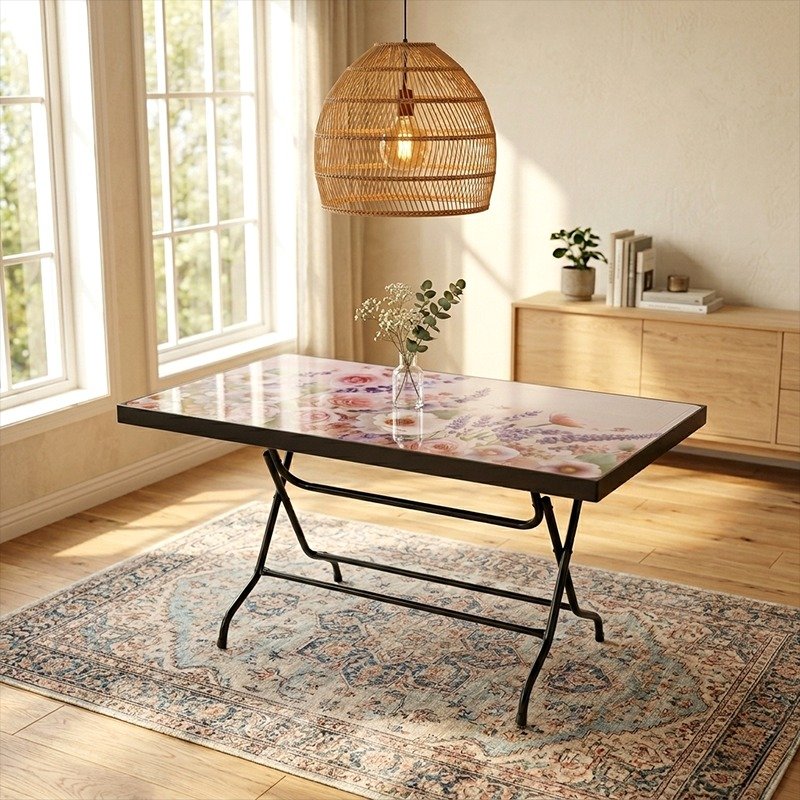 N Mohammad Six Seat Classic Table - Elegant (Black)