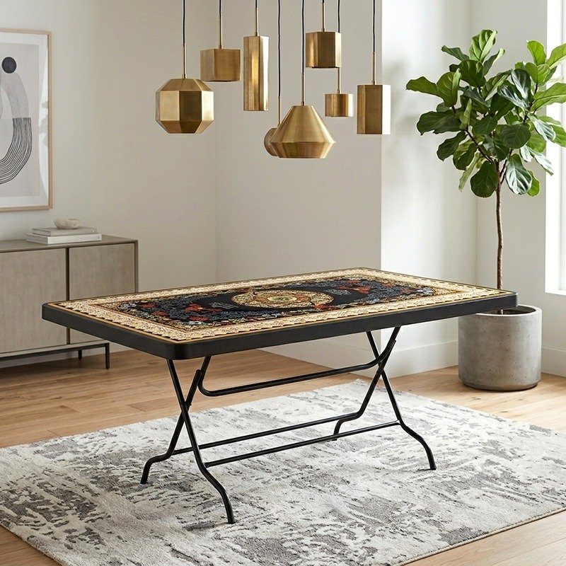 N Mohammad Plastic Square Table 6 seat - Shahi (Black)