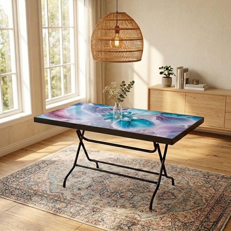 N Mohammad Plastic Square Table 6 seat - Tulip (Black)