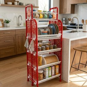 N Mohammad SMART Kitchen Rack 5 Shelve(Multi Red)