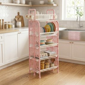 N Mohammad SMART Kitchen Rack 5 Shelve(Multi Pink)