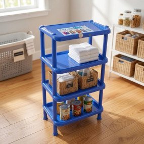 N Mohammad Shoe Rack Solid (4 Shelves) - Blue