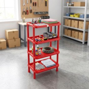 N Mohammad Shoe Rack Solid (4 Shelves) - Red