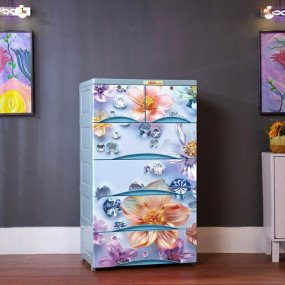 N Mohammad SMART Wardrobe 5 Shelve Curve - Crystal Garden