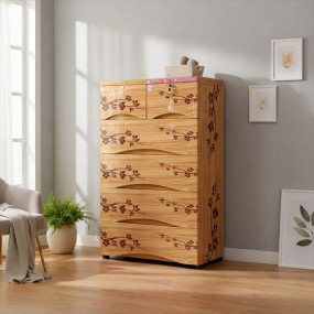 N Mohammad SMART Wardrobe 5 Shelve Curve - Wood Copper