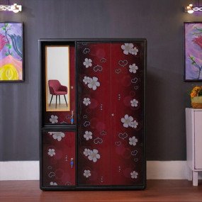 N Mohammad SMART Modern Almirah 3 Part - Dark Ruby