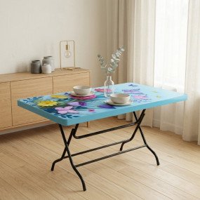 N Mohammad Six Seat Classic Table - Butterfly (Light Blue)