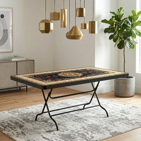N Mohammad Plastic Square Table 6 seat - Shahi (Black)