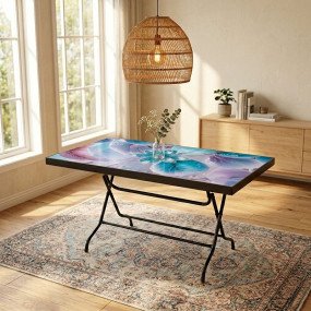 N Mohammad Plastic Square Table 6 seat - Tulip (Black)