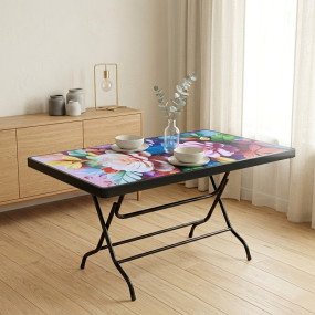 N Mohammad Plastic Square Table 6 seat - Daisy (Black)